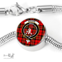 Scottish Brodie Modern Clan Tartan Bracelet - Round Shape Pendant Scottish Plaid Tartan Plaid