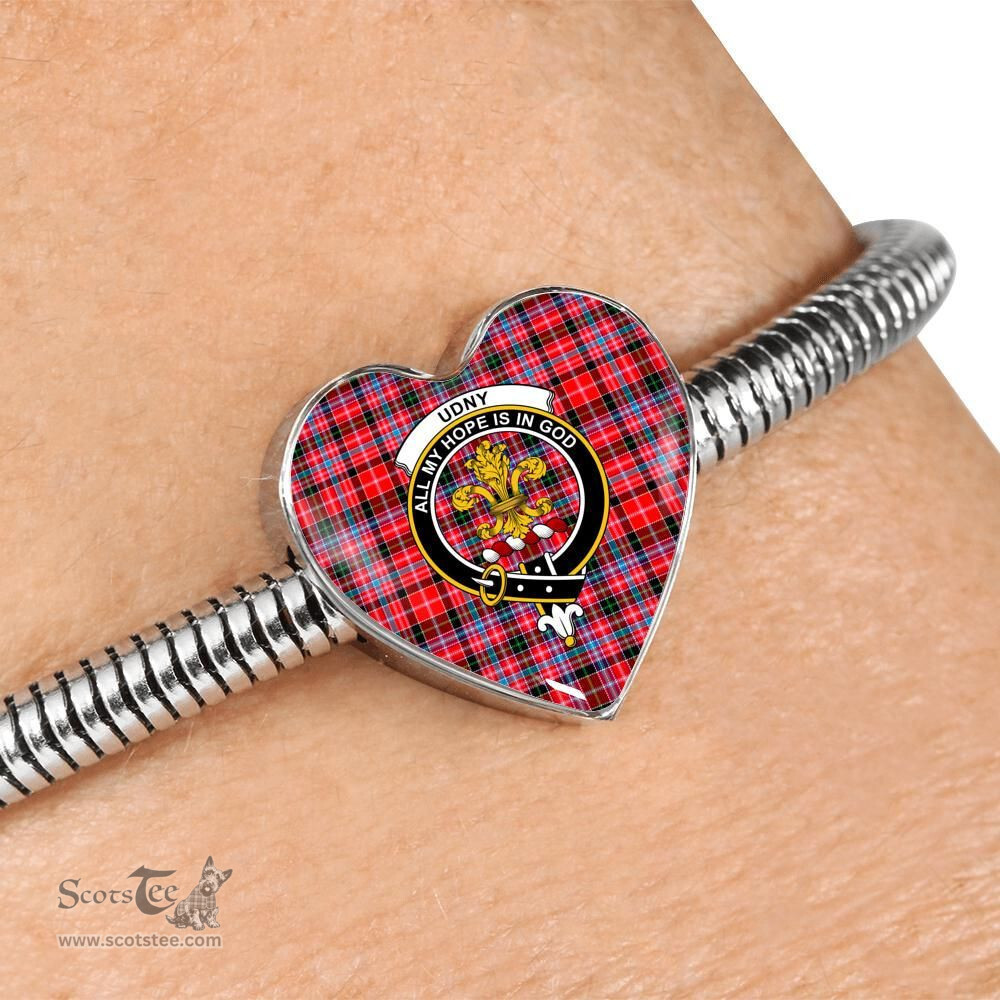 Scottish Udny Clan Tartan Bracelet - Heart Shape Pendant Scottish Plaid Tartan Plaid