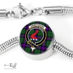 Scottish Armstrong Modern Clan Tartan Bracelet - Round Shape Pendant Scottish Plaid Tartan Plaid