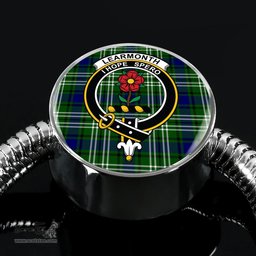 Scottish Learmonth  Clan Tartan Bracelet - Round Shape Pendant Scottish Plaid Tartan Plaid