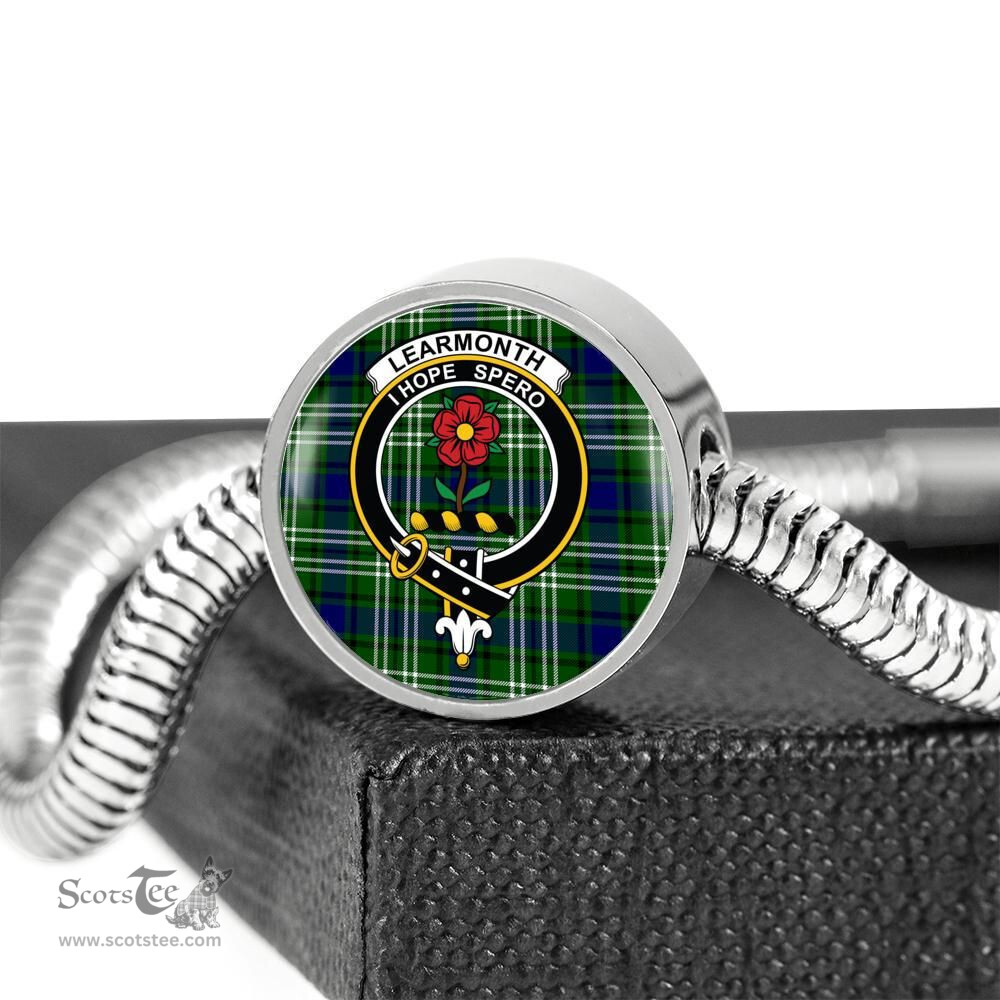 Scottish Learmonth  Clan Tartan Bracelet - Round Shape Pendant Scottish Plaid Tartan Plaid