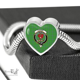 Scottish Currie Clan Tartan Bracelet - Heart Shape Pendant Scottish Plaid Tartan Plaid