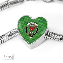 Scottish Currie Clan Tartan Bracelet - Heart Shape Pendant Scottish Plaid Tartan Plaid