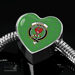 Scottish Currie Clan Tartan Bracelet - Heart Shape Pendant Scottish Plaid Tartan Plaid