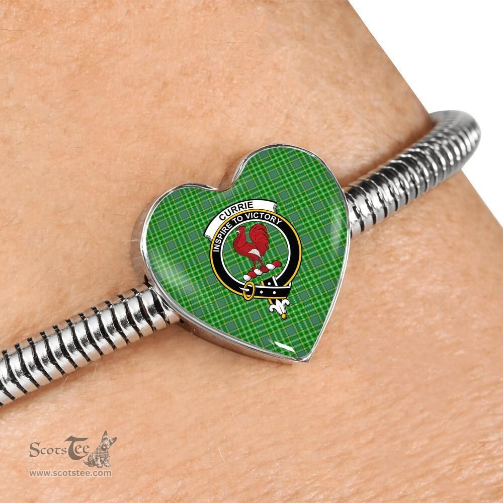 Scottish Currie Clan Tartan Bracelet - Heart Shape Pendant Scottish Plaid Tartan Plaid