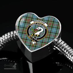 Scottish Brisbane Modern Clan Tartan Bracelet - Heart Shape Pendant Scottish Plaid Tartan Plaid