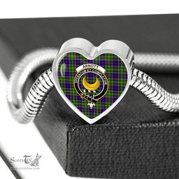 Scottish Arnott Clan Tartan Bracelet - Heart Shape Pendant Scottish Plaid Tartan Plaid