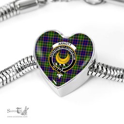 Scottish Arnott Clan Tartan Bracelet - Heart Shape Pendant Scottish Plaid Tartan Plaid