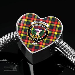 Scottish Buchanan Modern Clan Tartan Bracelet - Heart Shape Pendant Scottish Plaid Tartan Plaid