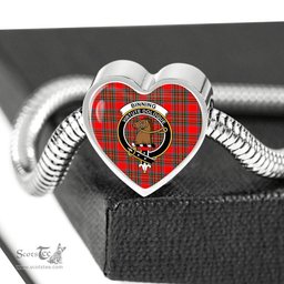 Scottish Binning Clan Tartan Bracelet - Heart Shape Pendant Scottish Plaid Tartan Plaid