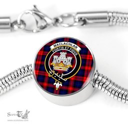 Scottish Maclachlan Modern Clan Tartan Bracelet - Round Shape Pendant Scottish Plaid Tartan Plaid
