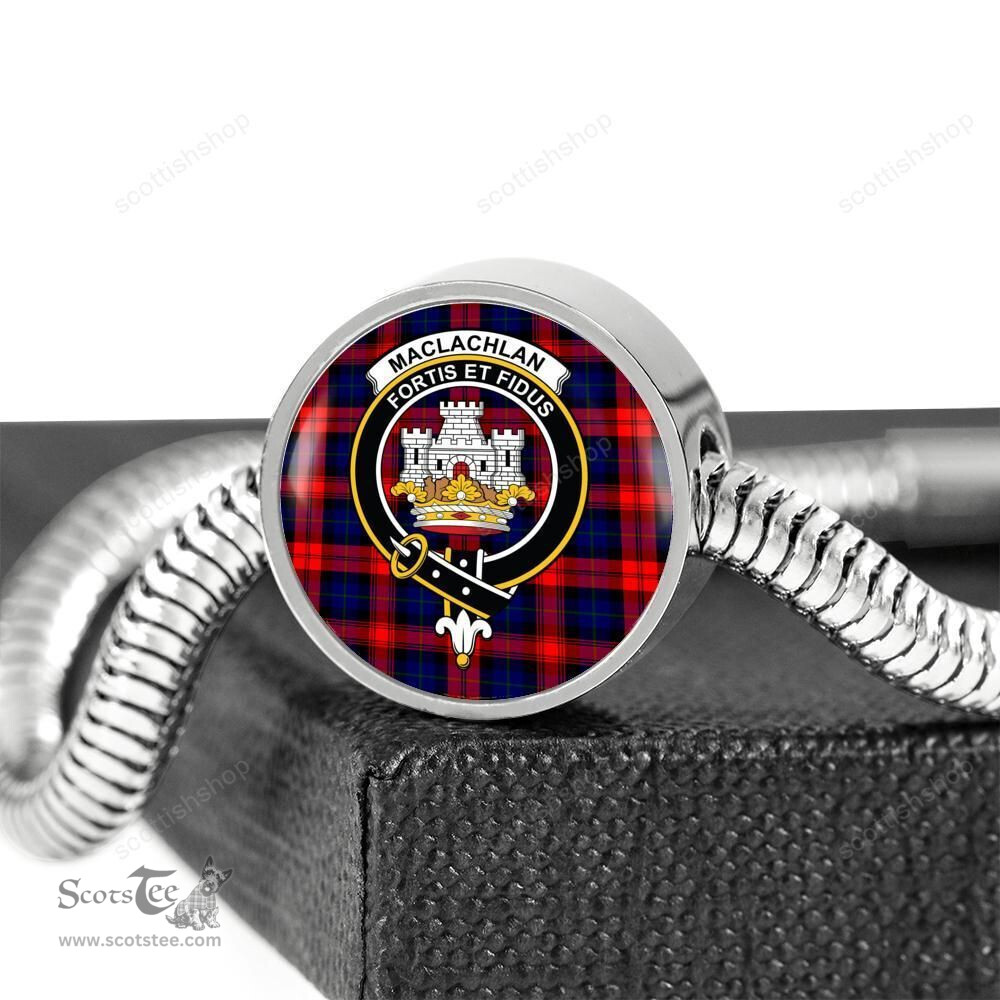 Scottish Maclachlan Modern Clan Tartan Bracelet - Round Shape Pendant Scottish Plaid Tartan Plaid