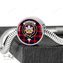 Scottish Maclachlan Modern Clan Tartan Bracelet - Round Shape Pendant Scottish Plaid Tartan Plaid