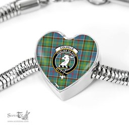 Scottish Colville District Clan Tartan Bracelet - Heart Shape Pendant Scottish Plaid Tartan Plaid