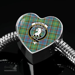 Scottish Colville District Clan Tartan Bracelet - Heart Shape Pendant Scottish Plaid Tartan Plaid