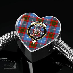 Scottish Trotter Clan Tartan Bracelet - Heart Shape Pendant Scottish Plaid Tartan Plaid