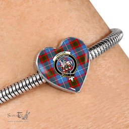 Scottish Trotter Clan Tartan Bracelet - Heart Shape Pendant Scottish Plaid Tartan Plaid