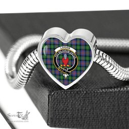 Scottish Logan Ancient Clan Tartan Bracelet - Heart Shape Pendant Scottish Plaid Tartan Plaid