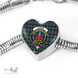 Scottish Logan Ancient Clan Tartan Bracelet - Heart Shape Pendant Scottish Plaid Tartan Plaid