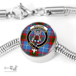 Scottish Spalding Clan Tartan Bracelet - Round Shape Pendant Scottish Plaid Tartan Plaid