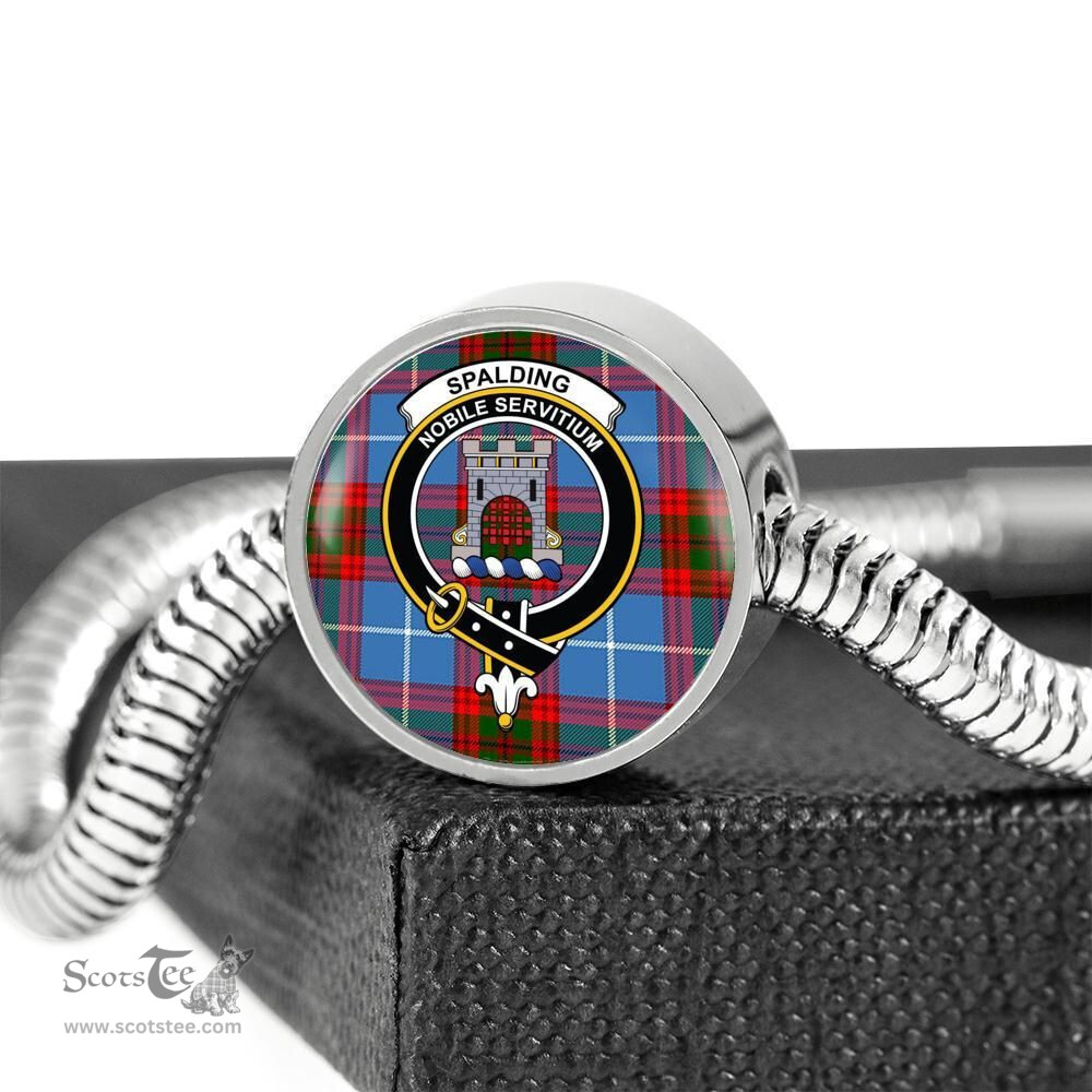 Scottish Spalding Clan Tartan Bracelet - Round Shape Pendant Scottish Plaid Tartan Plaid