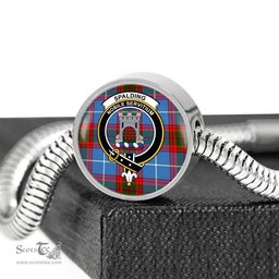 Scottish Spalding Clan Tartan Bracelet - Round Shape Pendant Scottish Plaid Tartan Plaid