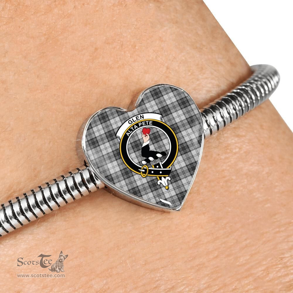 Scottish Glen Clan Tartan Bracelet - Heart Shape Pendant Scottish Plaid Tartan Plaid