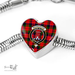 Scottish Macnaughton Modern Clan Tartan Bracelet - Heart Shape Pendant Scottish Plaid Tartan Plaid