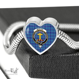 Scottish Mercer Modern Clan Tartan Bracelet - Heart Shape Pendant Scottish Plaid Tartan Plaid