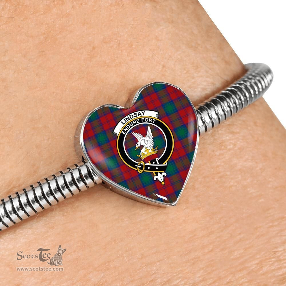 Scottish Lindsay Modern Clan Tartan Bracelet - Heart Shape Pendant Scottish Plaid Tartan Plaid