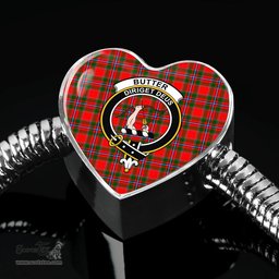 Scottish Butter Clan Tartan Bracelet - Heart Shape Pendant Scottish Plaid Tartan Plaid