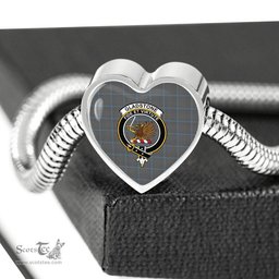 Scottish Gladstone Clan Tartan Bracelet - Heart Shape Pendant Scottish Plaid Tartan Plaid