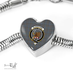 Scottish Gladstone Clan Tartan Bracelet - Heart Shape Pendant Scottish Plaid Tartan Plaid