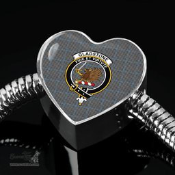 Scottish Gladstone Clan Tartan Bracelet - Heart Shape Pendant Scottish Plaid Tartan Plaid