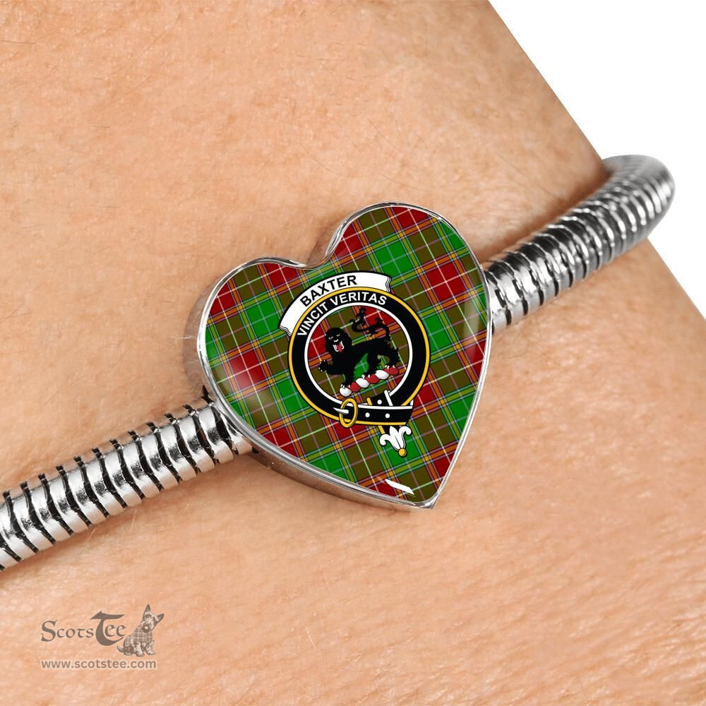 Scottish Baxter Modern Clan Tartan Bracelet - Heart Shape Pendant Scottish Plaid Tartan Plaid