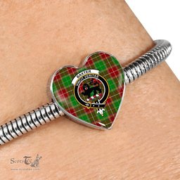 Scottish Baxter Modern Clan Tartan Bracelet - Heart Shape Pendant Scottish Plaid Tartan Plaid