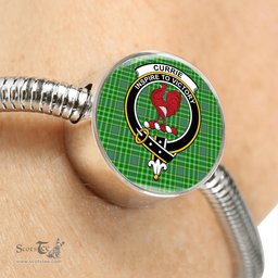 Scottish Currie Clan Tartan Bracelet - Round Shape Pendant Scottish Plaid Tartan Plaid