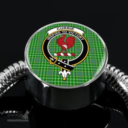Scottish Currie Clan Tartan Bracelet - Round Shape Pendant Scottish Plaid Tartan Plaid