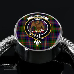 Scottish Chalmers Modern Clan Tartan Bracelet - Round Shape Pendant Scottish Plaid Tartan Plaid