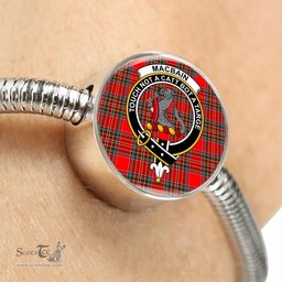 Scottish Macbain Clan Tartan Bracelet - Round Shape Pendant Scottish Plaid Tartan Plaid