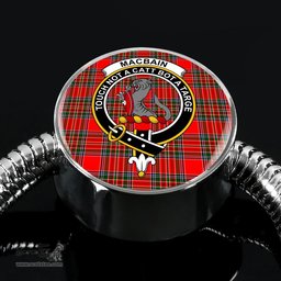 Scottish Macbain Clan Tartan Bracelet - Round Shape Pendant Scottish Plaid Tartan Plaid