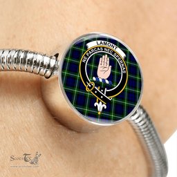Scottish Lamont Modern Clan Tartan Bracelet - Round Shape Pendant Scottish Plaid Tartan Plaid