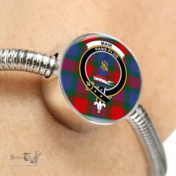 Scottish Mar Clan Tartan Bracelet - Round Shape Pendant Scottish Plaid Tartan Plaid