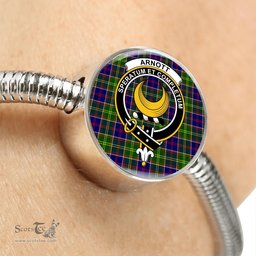 Scottish Arnott Clan Tartan Bracelet - Round Shape Pendant Scottish Plaid Tartan Plaid