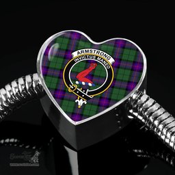 Scottish Armstrong Modern Clan Tartan Bracelet - Heart Shape Pendant Scottish Plaid Tartan Plaid