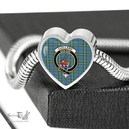 Scottish Clelland Clan Tartan Bracelet - Heart Shape Pendant Scottish Plaid Tartan Plaid
