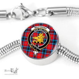 Scottish Mactavish Modern Clan Tartan Bracelet - Round Shape Pendant Scottish Plaid Tartan Plaid