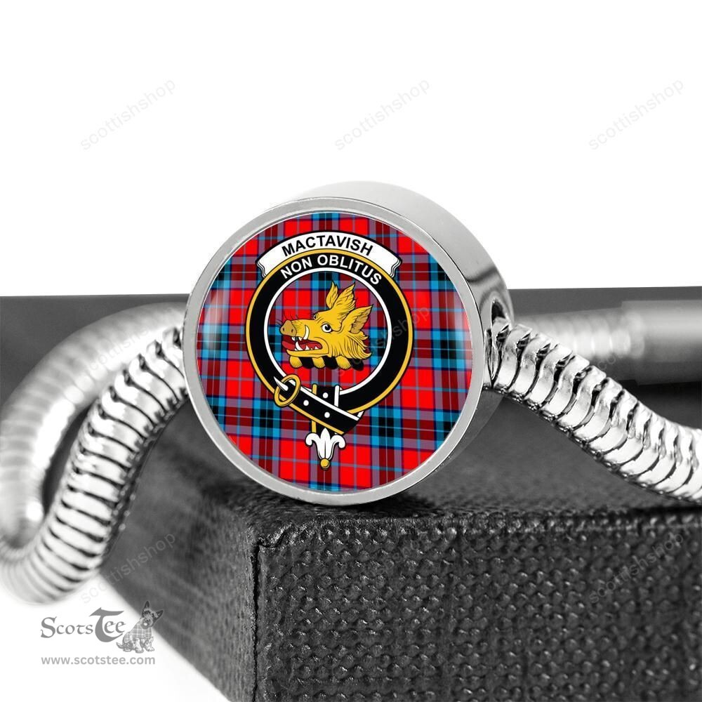 Scottish Mactavish Modern Clan Tartan Bracelet - Round Shape Pendant Scottish Plaid Tartan Plaid