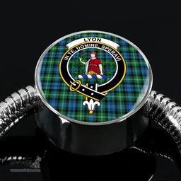 Scottish Lyon Clan Tartan Bracelet - Round Shape Pendant Scottish Plaid Tartan Plaid