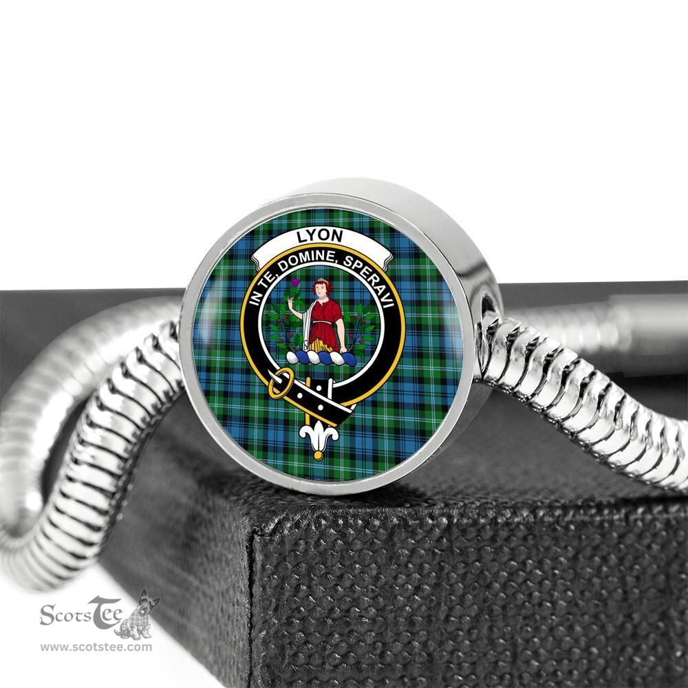 Scottish Lyon Clan Tartan Bracelet - Round Shape Pendant Scottish Plaid Tartan Plaid